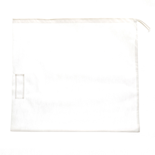 不織布バッグ収納袋 　名前がはいる窓つき　巾着型　白